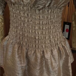 Elegant Gold Smocked Women's Blouse